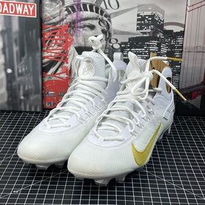 Nike Men's Sz 11.5 Huarache 9 Elite LAX Lacrosse Cleats White/Gold FD0088-100